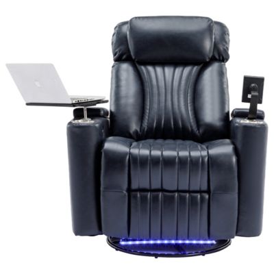 Streamdale Blue Power Swivel Recliner with Storage & LED Light