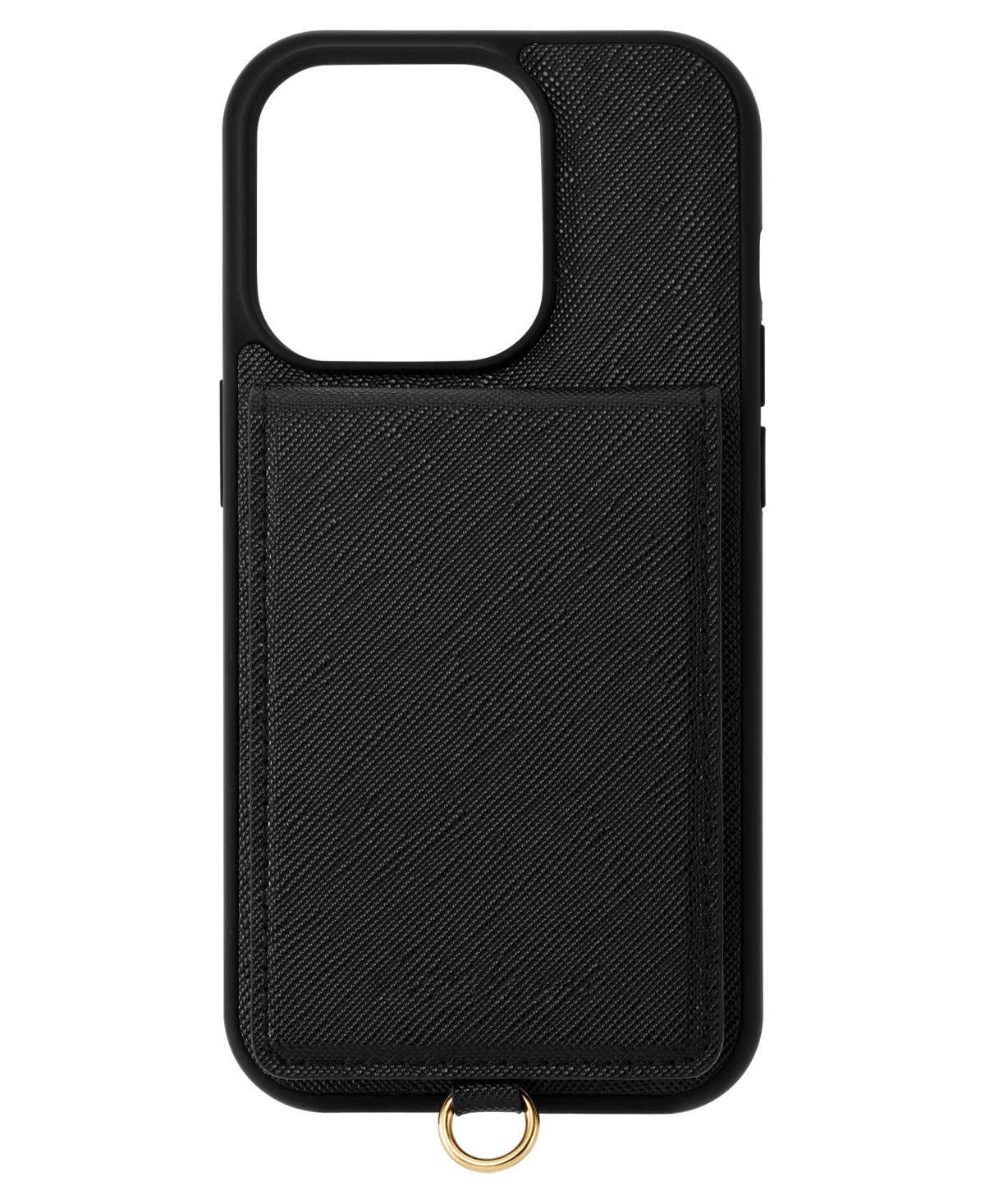 Women's Black Saffiano Leather iPhone 15 Pro Case - Black