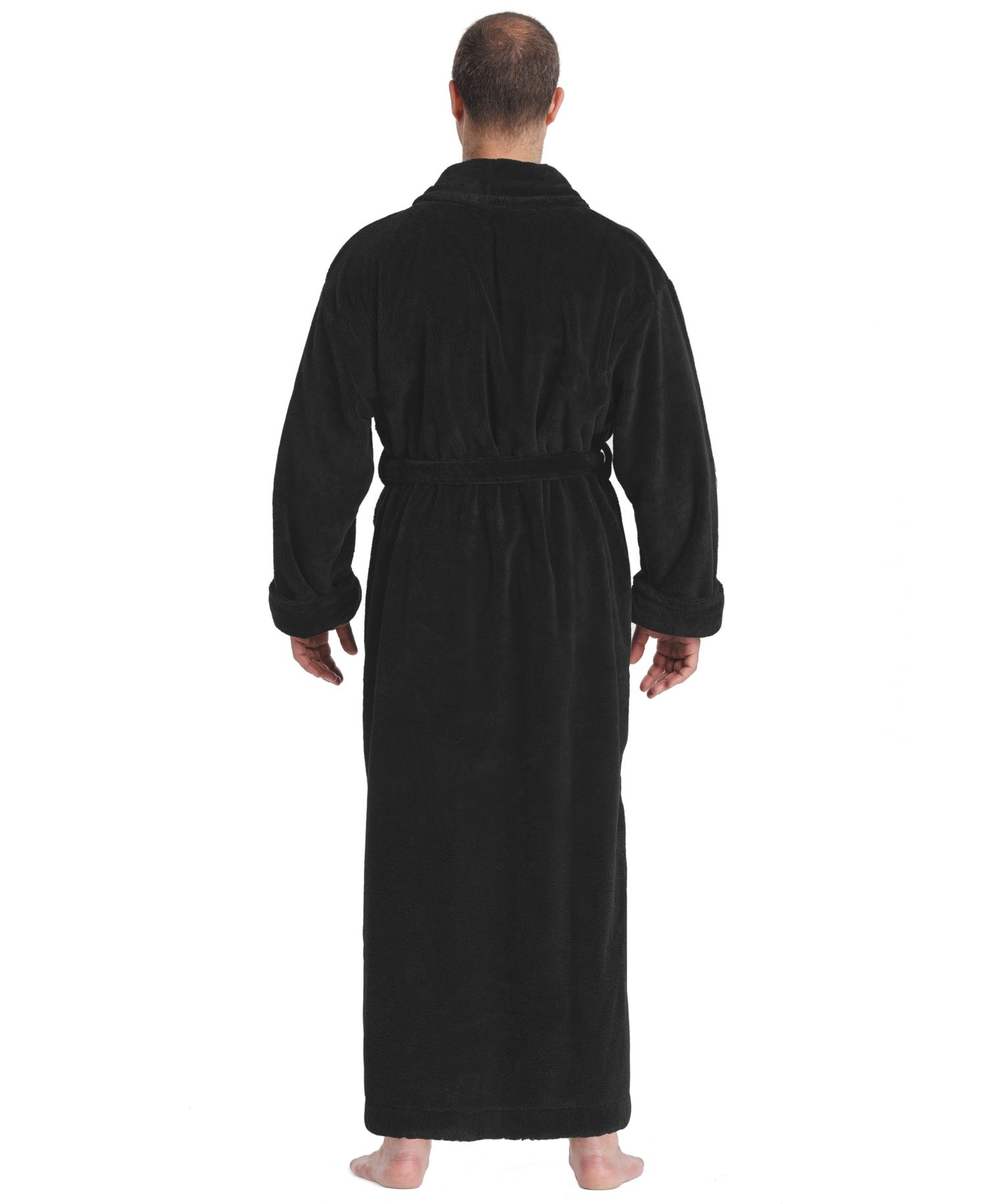 Men's Shawl Collar Full Ankle Length Fleece Bathrobe