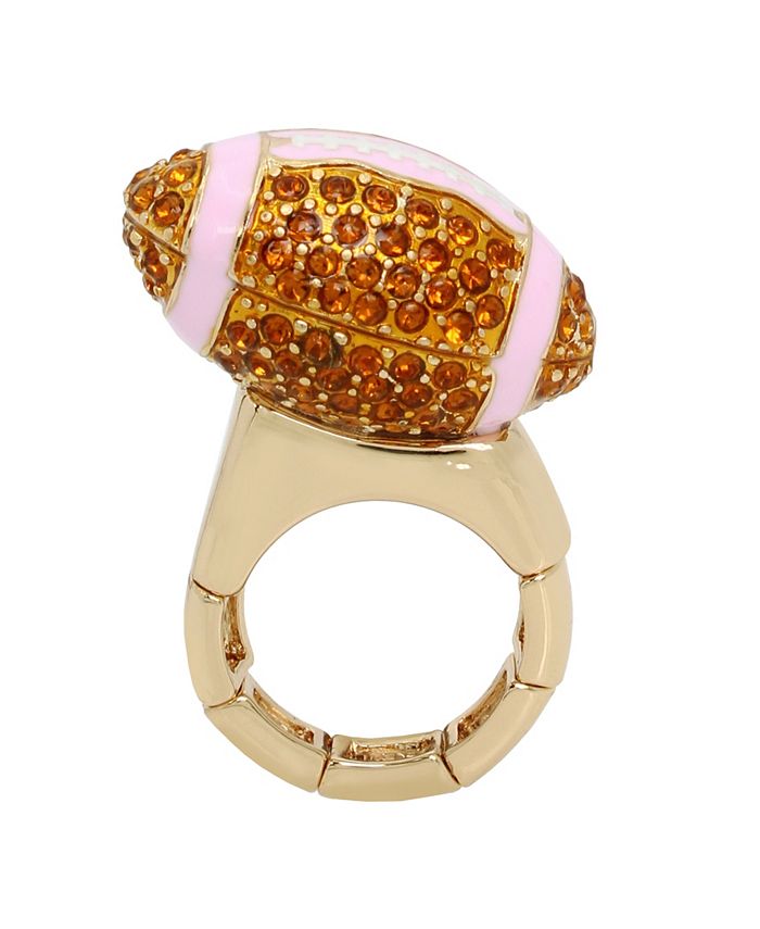 Betsey Johnson Faux Stone Football Cocktail Ring - Macy's