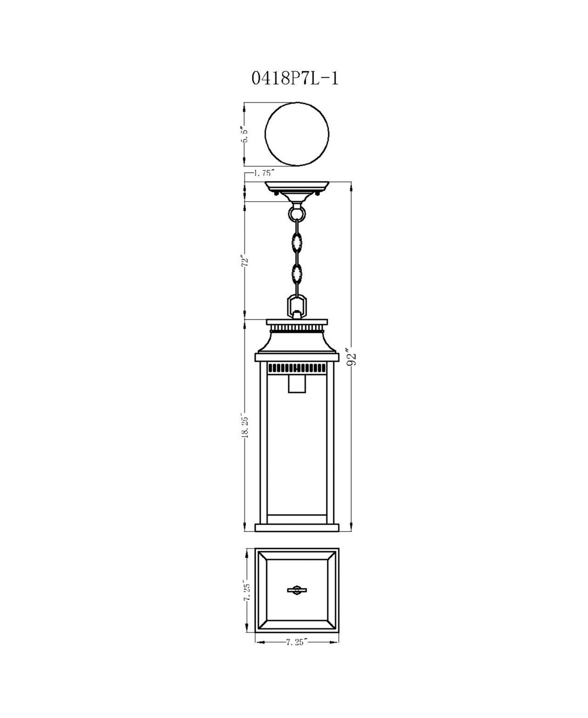Cwi Lighting 18.25" Metal Milford 1 Light Outdoor Pendant In Black