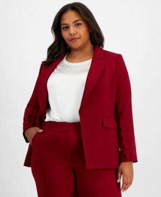 Plus Size Long-Sleeve One-Button Blazer