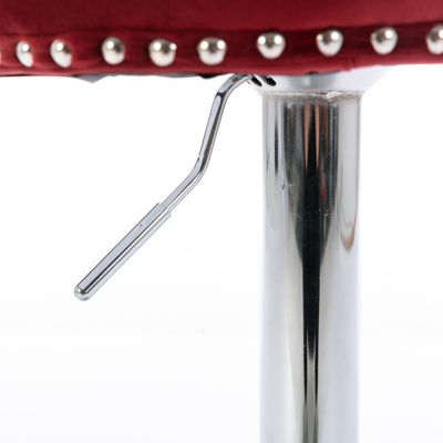 Set of 2 Adjustable Swivel Bar Stools in Wine Red