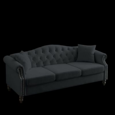 Velvet Chesterfield Sofa 3 Seater with Tufted Couch