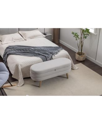 Velvet Storage Bench with Wood Legs