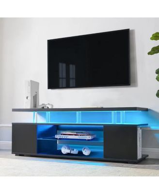 Streamdale 1-Piece MDF & Metal Entertainment Center – 70" TV Console, Cable Management, Storage Shelves, Gamer-Friendly Design