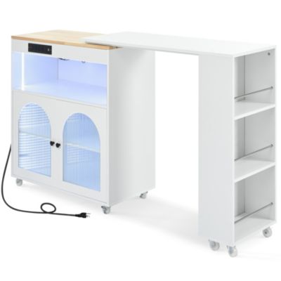 Streamdale Portable Kitchen Island with LED Lights & Storage