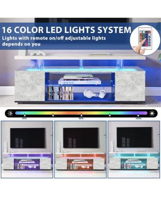 Streamdale Gray 70 Inch TV Stand with LED Gaming Console