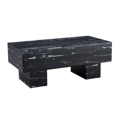 Streamdale Modern Black Coffee Table with Patterns, 43.3"x21.6"x17.2"