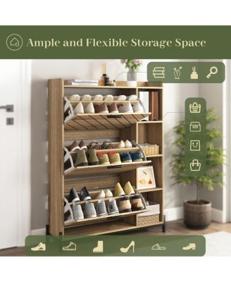 Streamdale 3-Drawer Shoe Cabinet with Open Shelves