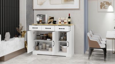 Farmhouse Buffet Cabinet with Drawers and Doors