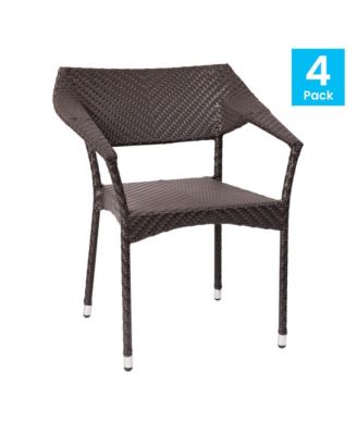 Cheri Fade And Weather Resistant Modern Pe Rattan Patio Dining Chair With Reinforced Steel Frame, Set of 4