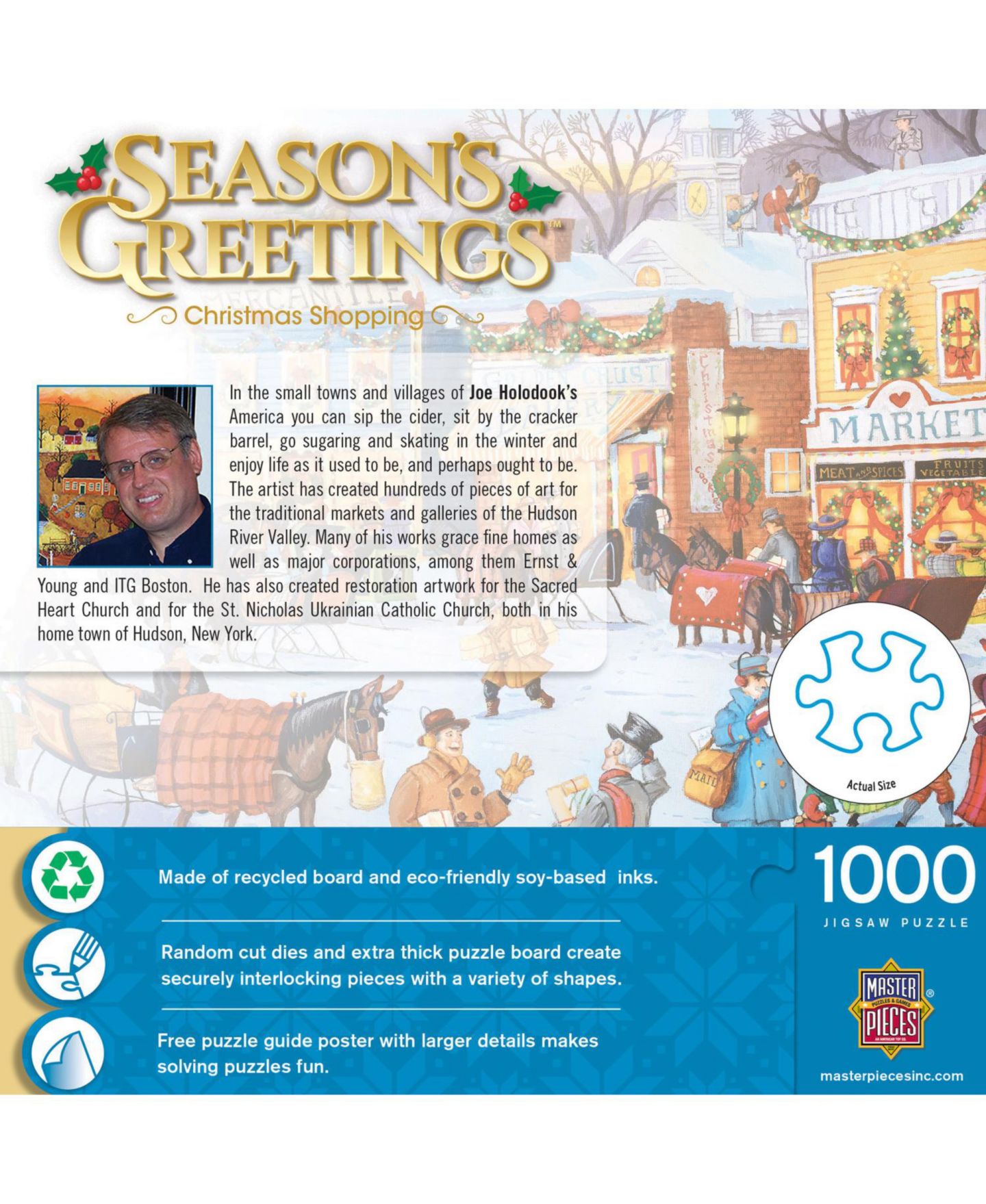 Детские игрушки MasterPieces Puzzles MasterPieces Season's Greetings - Christmas Shopping 1000 Piece Puzzle, цвет: Разноцветный — фото 3