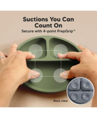 3-Pack Prep Suction Plates with Lids, 100% Silicone Baby Plates with Lid, BPA-Free Kids Divided Toddler Plates
