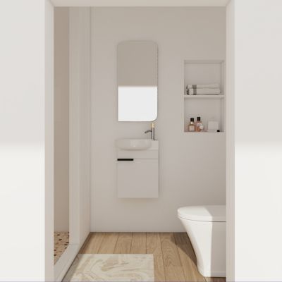 Soft Close Doors Bathroom Vanity With Sink, 16 Inch For Small Bathroom