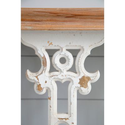 Vintage Console Table with White Wash and Wood Top