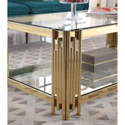  Golden Stainless Steel Double Layer Coffee Table