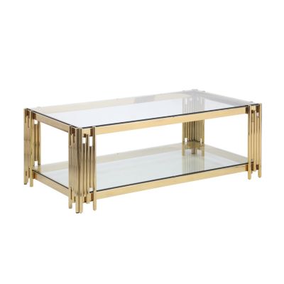  Golden Stainless Steel Double Layer Coffee Table