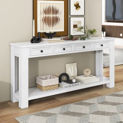 Console Table with Storage and Shelf for Entryway