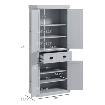 Freestanding 72&amp;#x22; Pantry Cabinet with Drawer and Adjustable Shelves for Kitchen Storage
