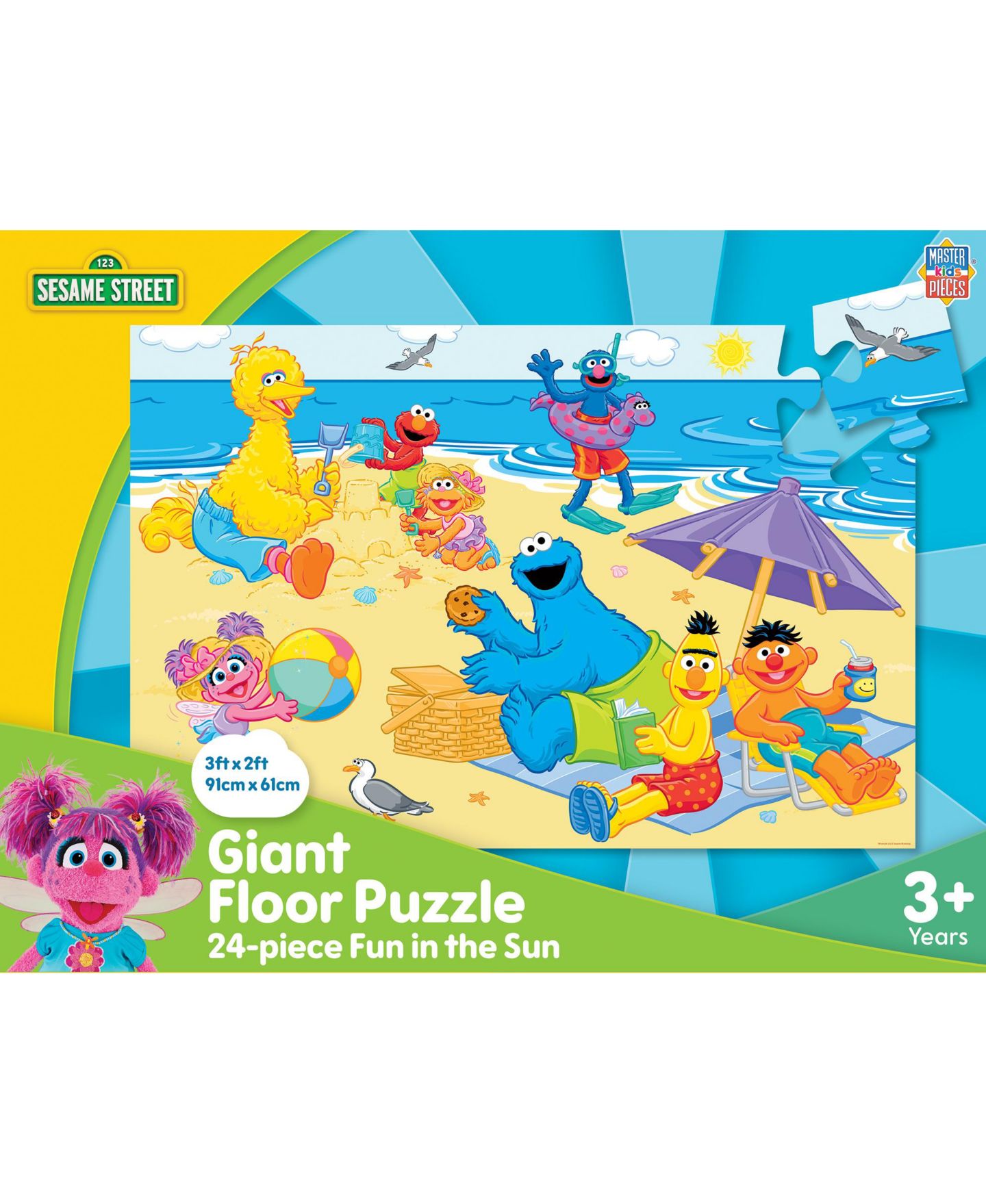 Детский пазл MasterPieces Puzzles Sesame Street Fun in The Sun 24-Piece Floor Puzzle, Ages 3+, цвет: Разноцветный — фото 1