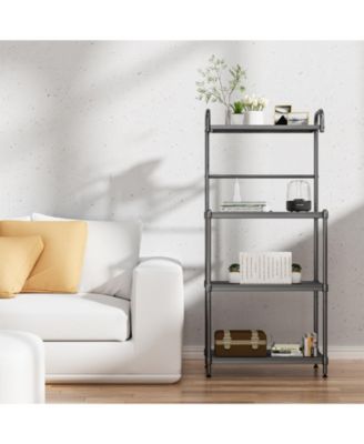 4-Tier Kitchen Microwave Storage Rack with Metal Shelves