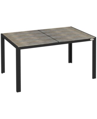 Outdoor Dining Table for 6, Aluminum Rectangular Patio Table, Gray