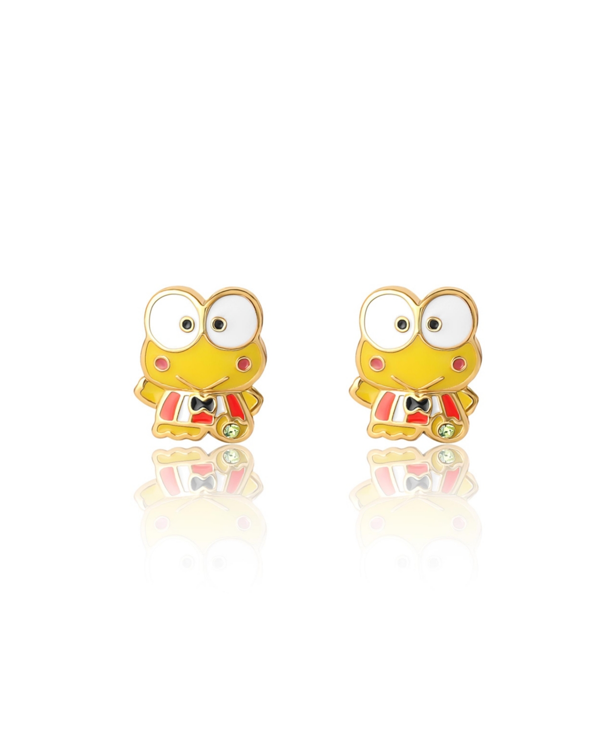 Sanrio Enamel and Peridot Crystal Kerropi 3D Stud Earrings - Yellow, White
