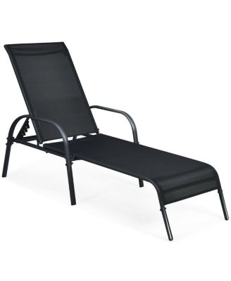 Folding Outdoor Lounge Chair with Adjustable Backrest for Patio Relaxing