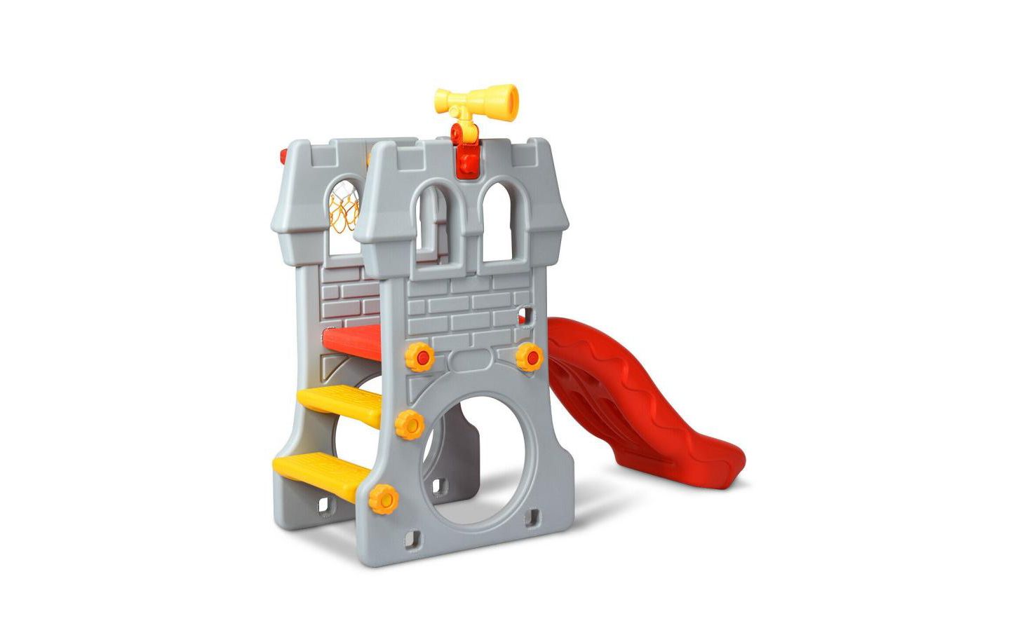 Детский игровой набор Slickblue 5-in-1 Toddler Climber Slide Playset with Basketball Hoop and Telescope, 110 lbs Capacity, 3–8 лет, цвет: Серый — фото 3