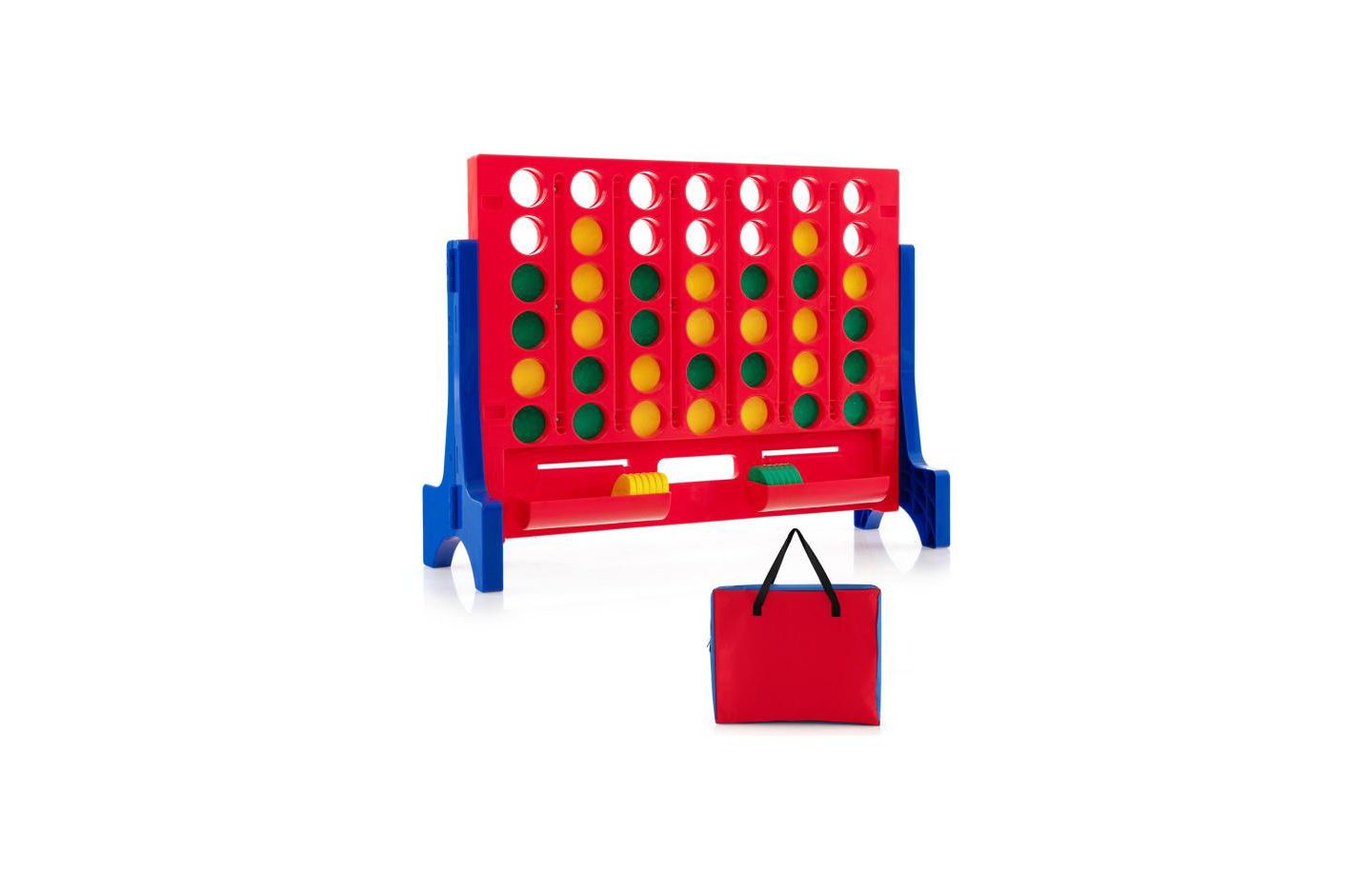 Детские фигурки Slickblue Jumbo 4-to-Score Connect Game Set with Carrying Bag and 42 Coins, цвет: Синий — фото 1