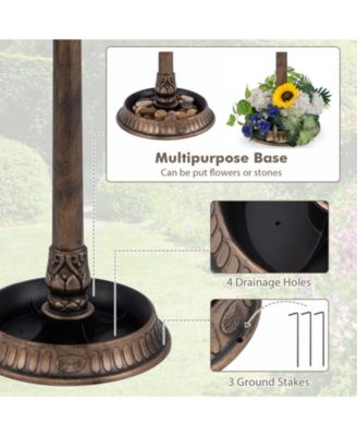 Pedestal Bird Bath with Solar Light with Bird Feeder and Flower Planter