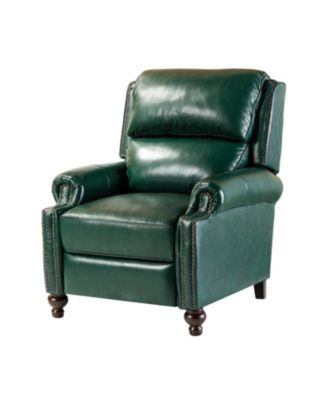 Franco Genuine Leather Manual Recliner with Comfortable Padding and Smooth Reclining Mechanism - Recliner