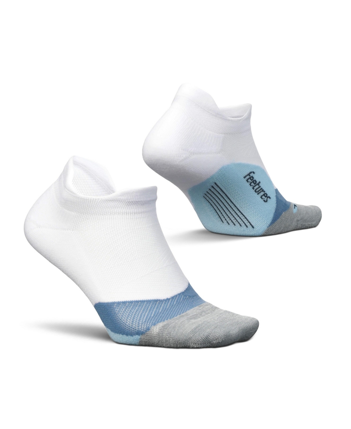 Men's Elite Light Cushion No Show Tab - Running Socks for Men & Women - Athletic Compression Socks - Moisture Wicking - Large, White Sky - Op