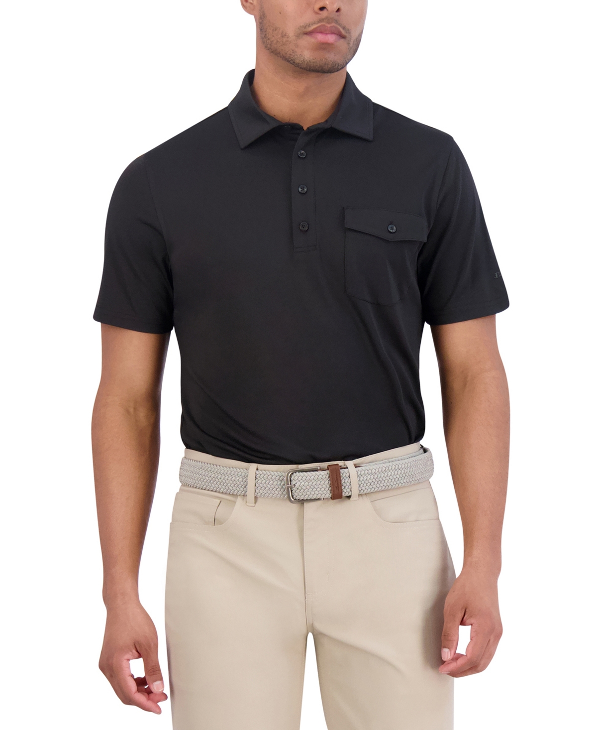 Ben Sherman Solid Tech Pique Sports Fit Pocket Polo In Black