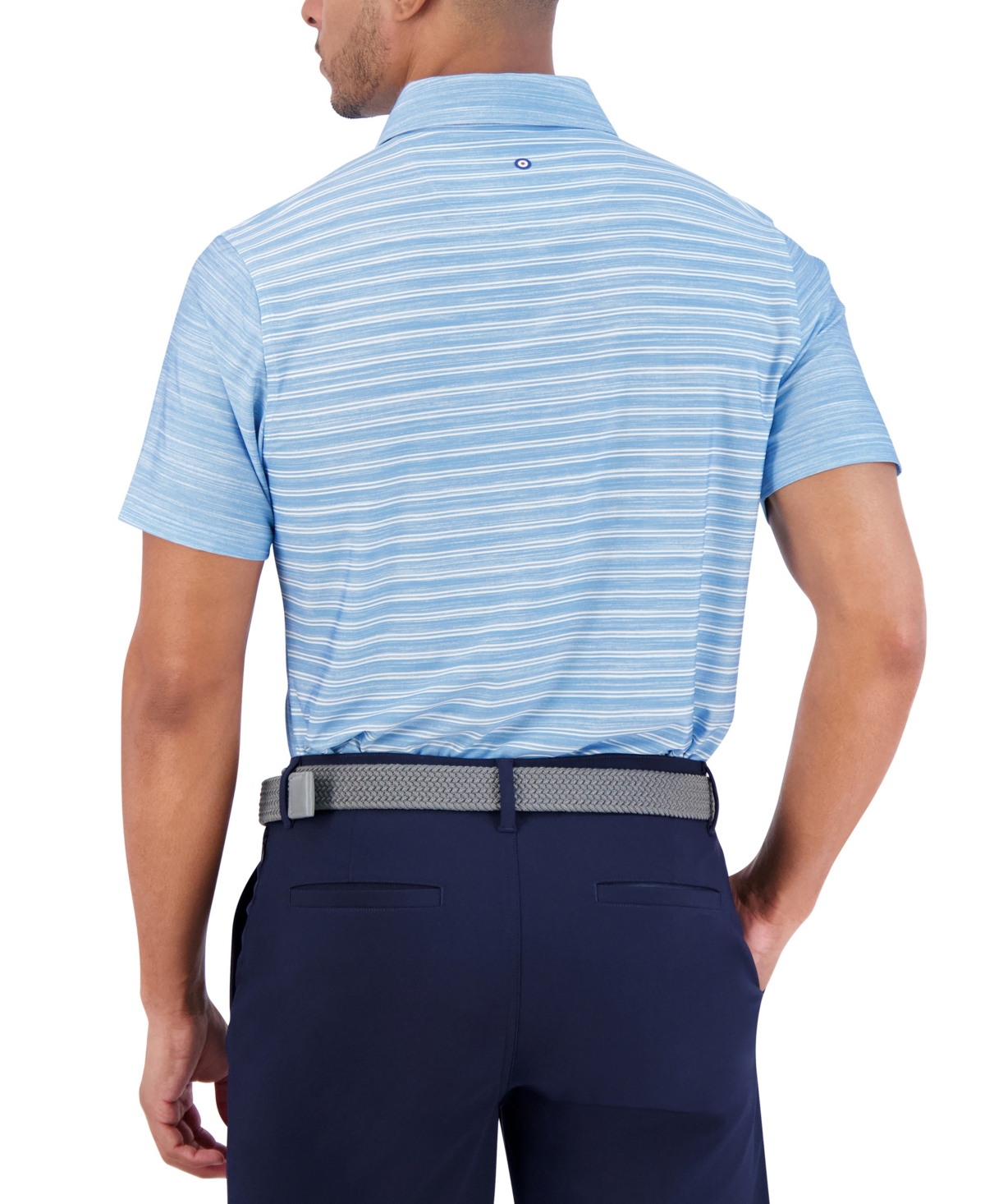 Ben Sherman Melange Stripes Color Block Tech Jersey Sports Fit Polo In Navy
