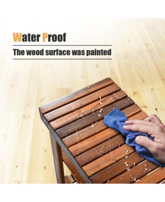 3-Tier Wood Shoe Rack 27.5&#39; Shoe Bench Freestanding Boots Organizer Heavy-duty