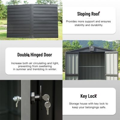 Streamdale Metal Outdoor Storage Shed with Lockable Double Door