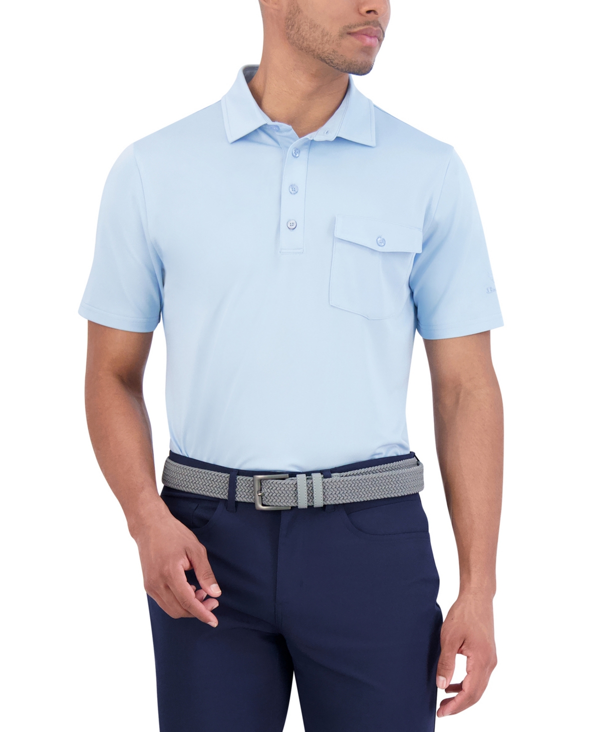 Ben Sherman Solid Tech Pique Sports Fit Pocket Polo In Light Blue