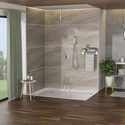 Ceiling Shower Set - 12 Inch Square Shower Set, Dual Shower Heads, Brushed Nickel