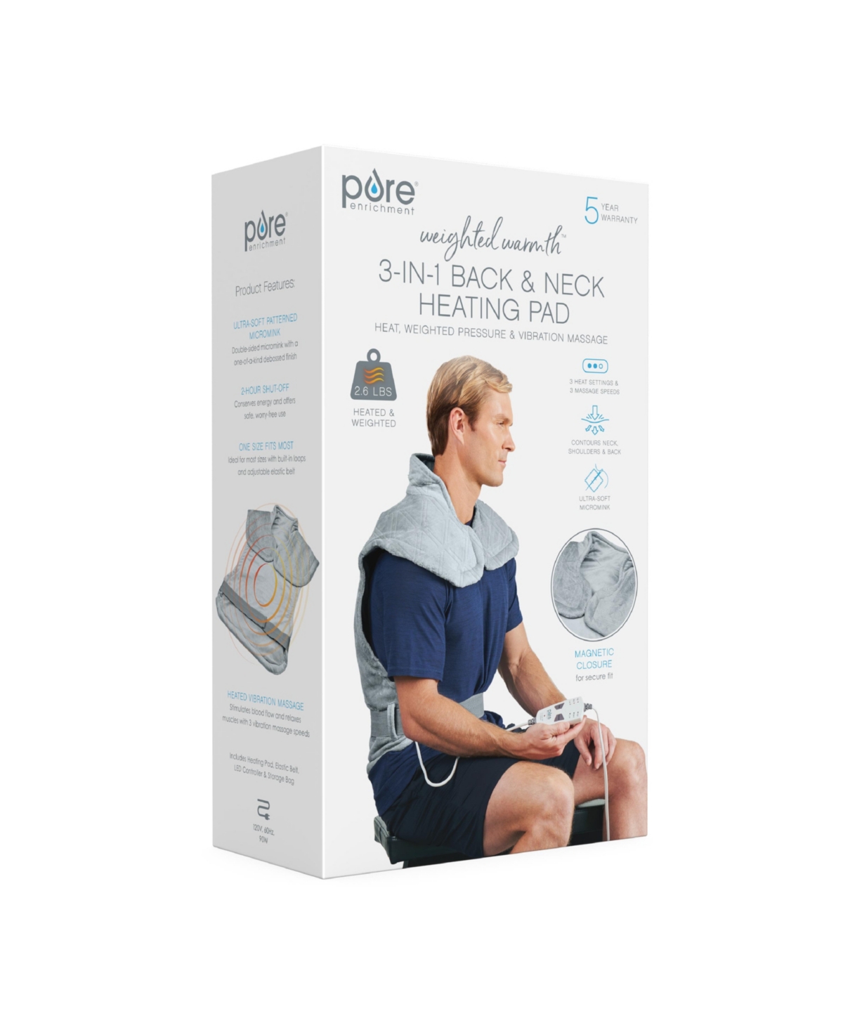 Pure Enrichment Weightedwarmth 3-in-1 Back Neck Heating Pad In Steel Gray