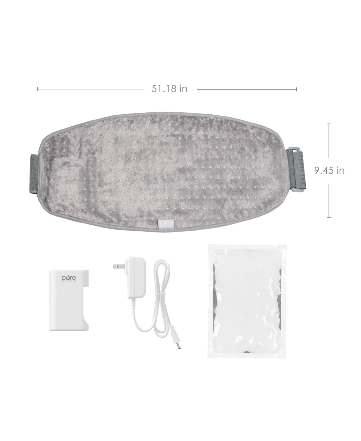 Pure Enrichment Purerelief Cordless Lumbar And Abdominal Heating Wrap In Mist Gray