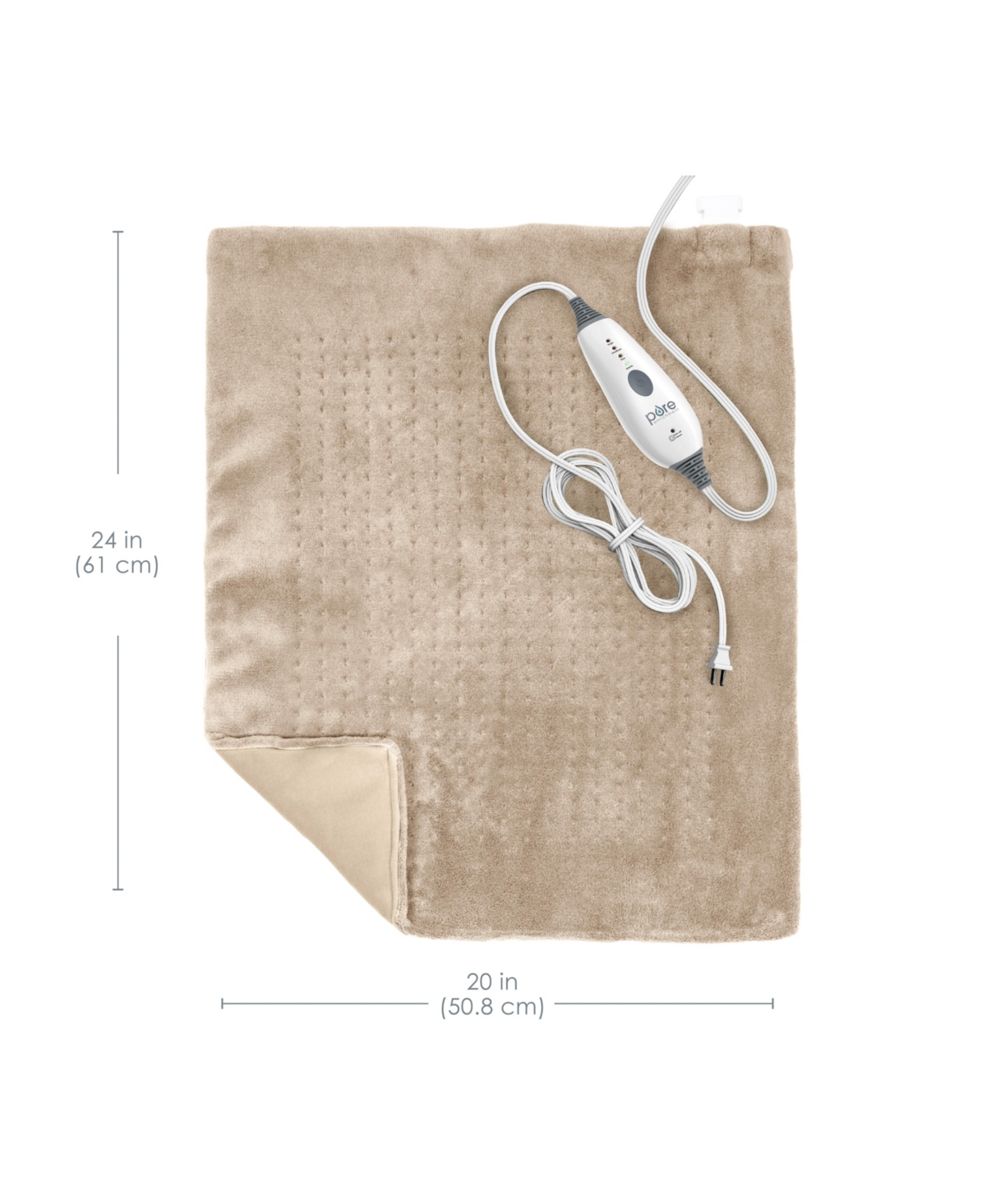 Pure Enrichment Purerelief Ultra-wide 20"x24" Electric Heating Pad For Full Body Relief In Almond Tan