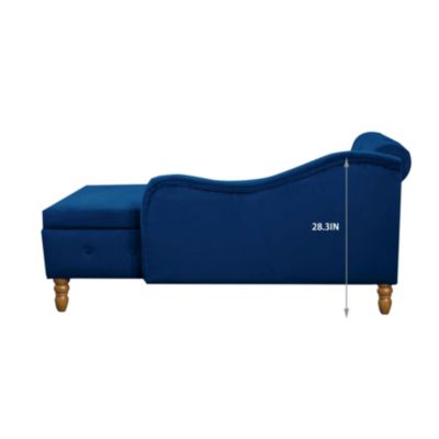  Modern Velvet Chaise Lounge with Storage & Pillow