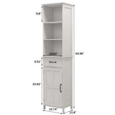 Floor Standing Cabinet With 1 Door And 1 Drawer - White