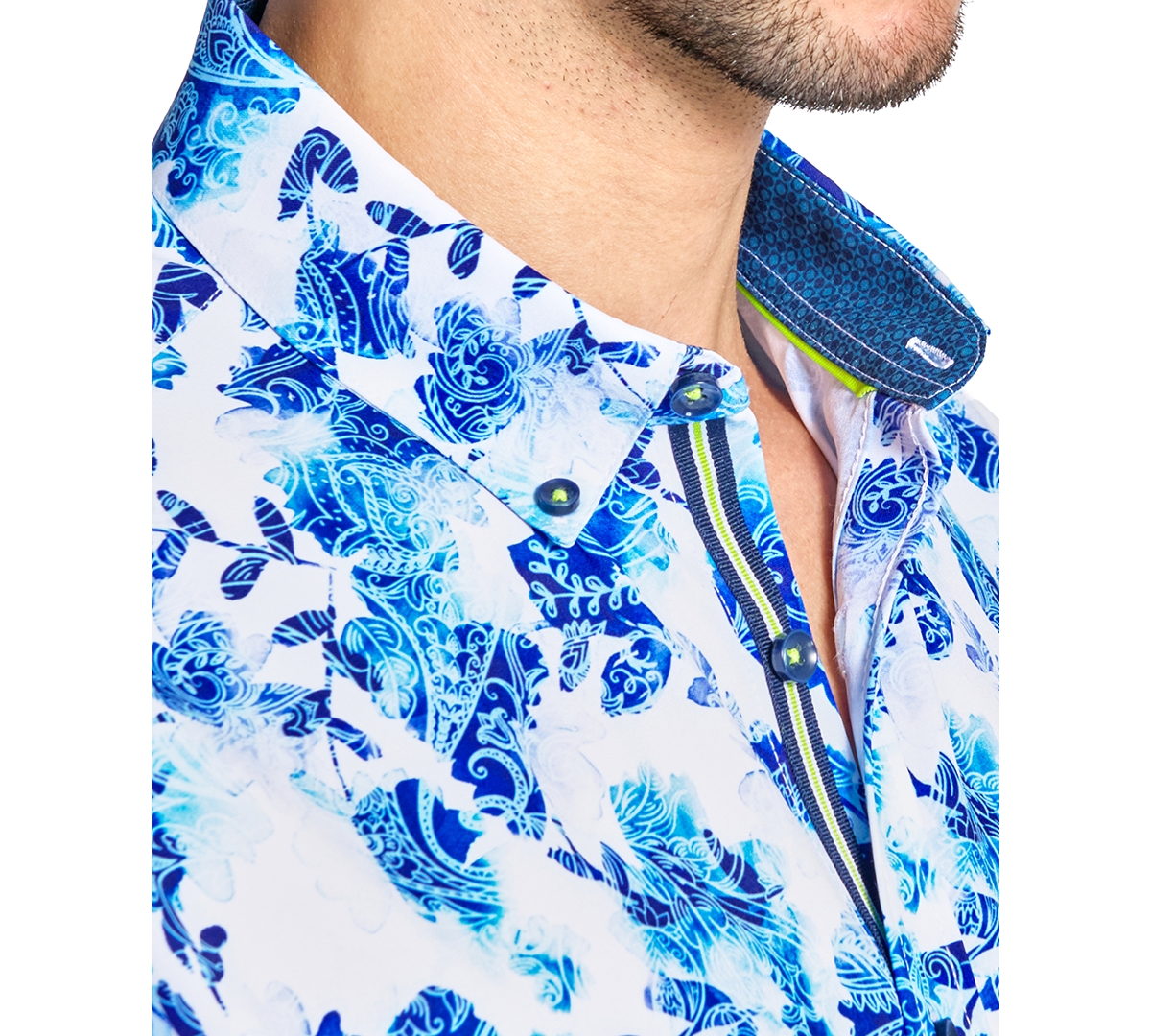 Society of Threads Men's Regular Fit Non-Iron Performance Stretch Paisley Floral Button-Down Shirt