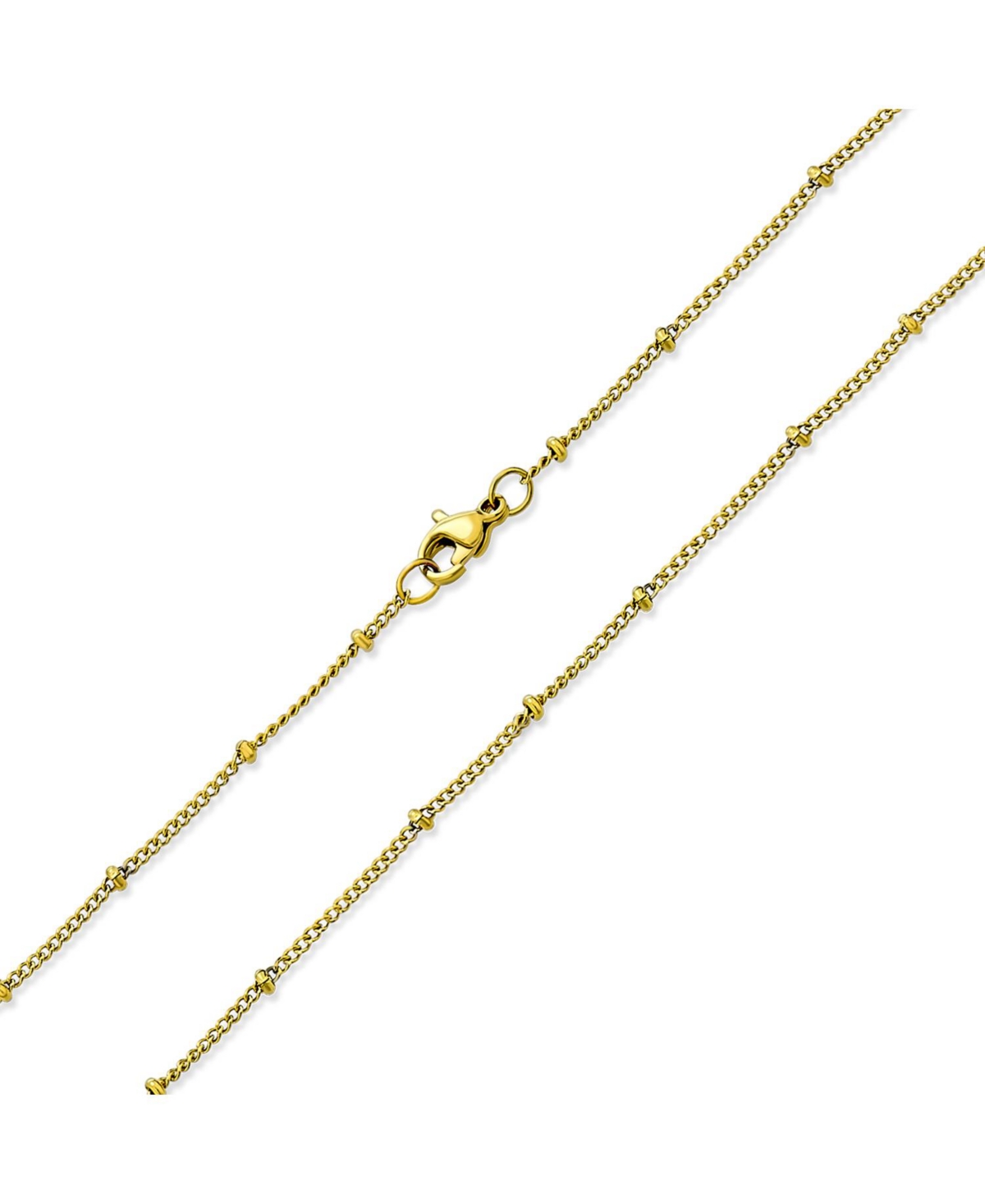 Bling Jewelry Thin Minimalist 1.5MM Yellow Gold Plated Stainless Steel Celestial Curb link with Tiny Stationary Ball Saturn Chain Necklace For Women 2