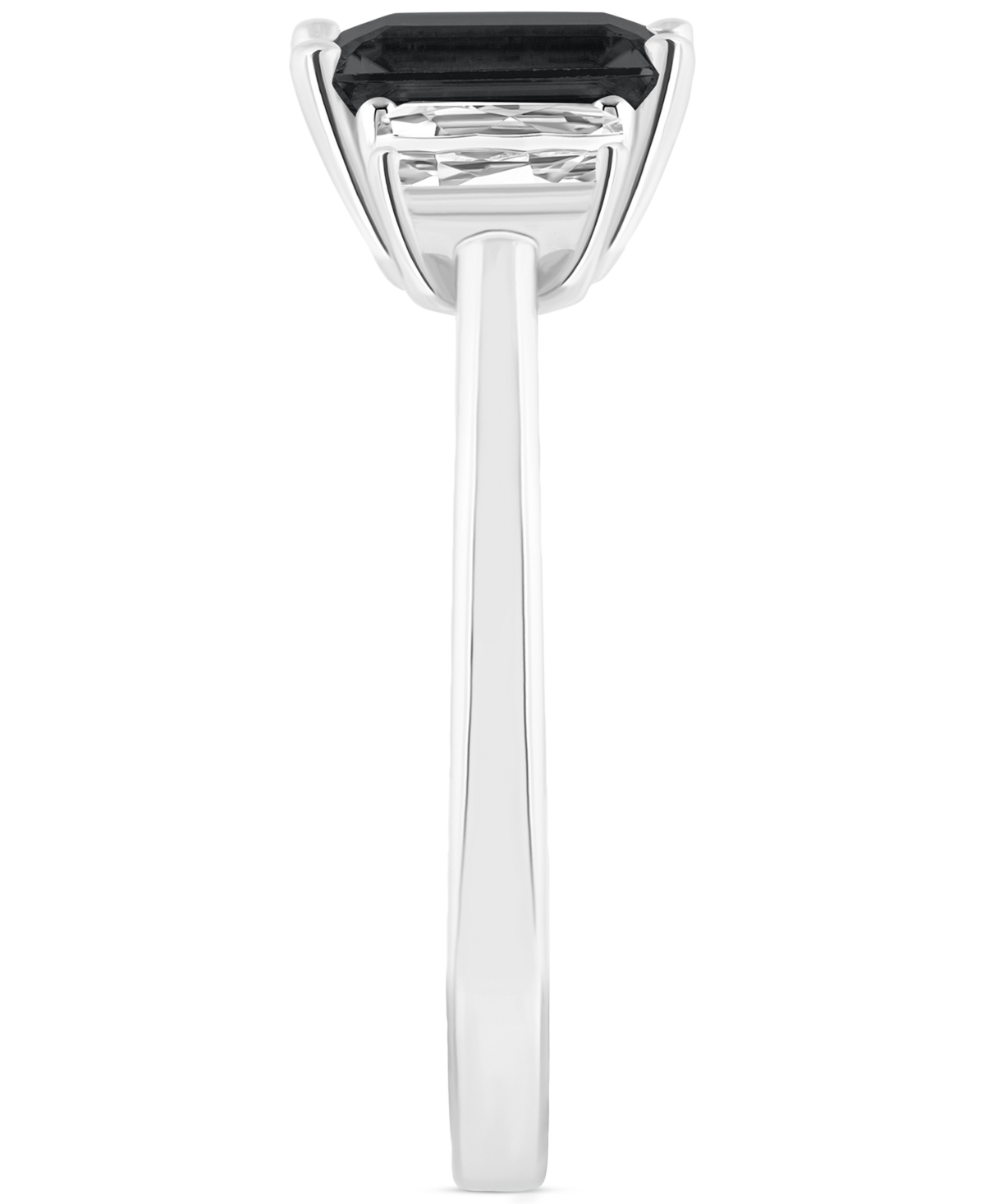 Macy's Onyx & White Topaz (3/4 Ct. T.w.) Emerald-cut Statement Ring In Sterling Silver In Onyx