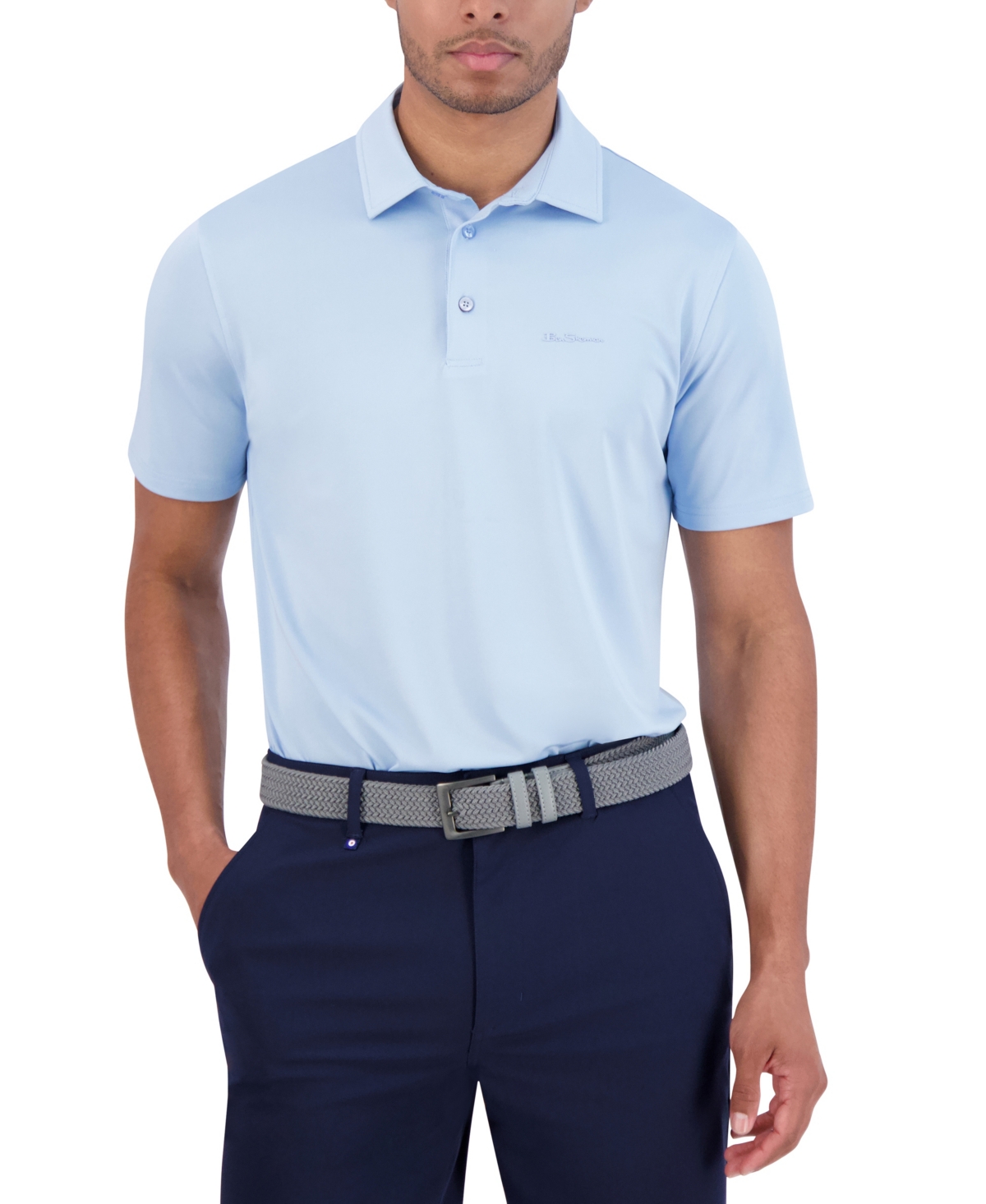 Ben Sherman Solid Tech Pique Sports Fit Polo In Black