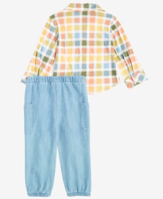 Baby Boys Game Day Plaid Shirt & Pants Set, Created for Macy's